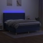 Letto a Molle con Materasso e LED Blu 180x200 cm in Tessuto