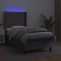 Giroletto Molle con Materasso e LED Grigio 90x200cm Similpelle