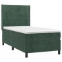 Letto a Molle con Materasso e LED Verde Scuro 90x200cm Velluto