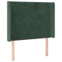Letto a Molle con Materasso e LED Verde Scuro 90x200cm Velluto