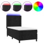 Letto a Molle con Materasso e LED Nero 90x200 cm in Velluto
