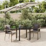 Set Salotto Giardino 3 pz con Cuscini Nero e Grigio Polyrattan