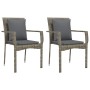 Set Salotto Giardino 3 pz con Cuscini Nero e Grigio Polyrattan