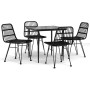 Set da Pranzo da Giardino 5 pz Nero in Polyrattan