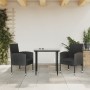 Set da Pranzo da Giardino 3 pz in Polyrattan e Acciaio