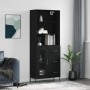 Credenza Nera 69,5x34x180 cm in Legno Multistrato