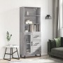 Credenza Grigio Sonoma 69,5x34x180 cm in Legno Multistrato