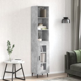 Credenza Grigio Cemento 34,5x34x180 cm in Legno Multistrato