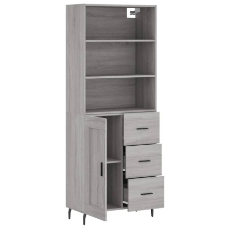 Credenza Grigio Sonoma 69,5x34x180 cm in Legno Multistrato