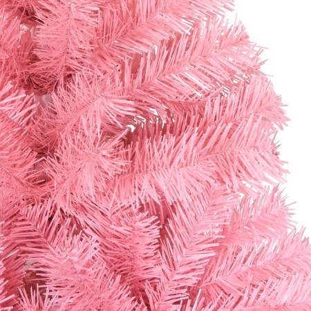 Albero di Natale Artificiale Sottile con Base Rosa 210 cm PVC