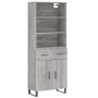 Credenza Grigio Sonoma 69,5x34x180 cm in Legno Multistrato