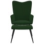 Poltrona Relax con Sgabello Verde Scuro in Velluto