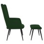 Poltrona Relax con Sgabello Verde Scuro in Velluto
