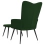 Poltrona Relax con Sgabello Verde Scuro in Velluto