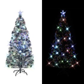 Albero di Natale Preilluminato con Supporto 210 cm Fibra Ottica