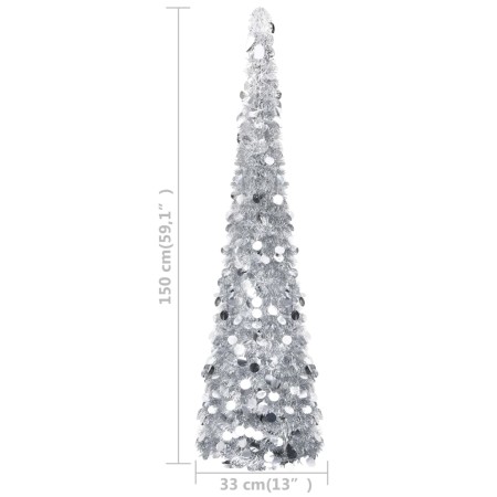 Albero di Natale Artificiale Apribile Argento 150 cm PET