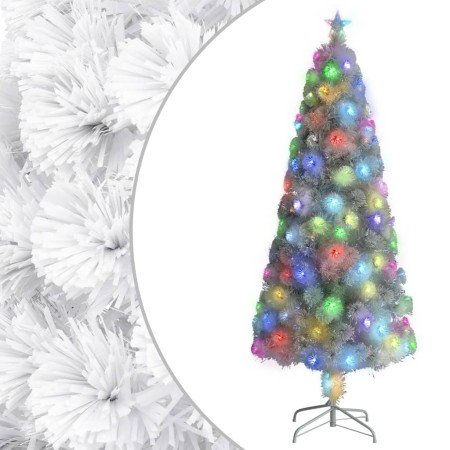 Albero Natale Preilluminato Bianco 210 cm in Fibra Ottica