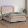 Giroletto Molle Materasso e LED Cappuccino 140x190cm Similpelle