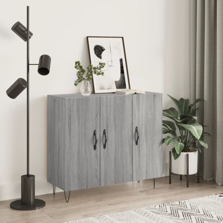 Credenza Grigio Sonoma 90x34x80 cm in Legno Multistrato