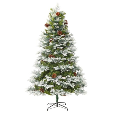 Albero di Natale Preilluminato con Pigne Verde 225 cm PVC e PE