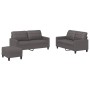 Set di Divani 3 pz con Cuscini Grigio in Similpelle