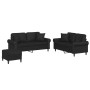 Set di Divani 3 pz con Cuscini Nero in Similpelle