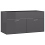 Mobile Lavabo Grigio Lucido 90x38,5x46 cm in Legno Multistrato