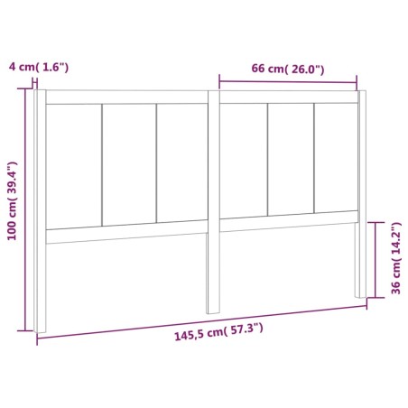 Testiera per Letto Bianca 145,5x4x100 cm Legno Massello di Pino