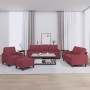 Set di Divani 4 pz con Cuscini Rosso Vino in Tessuto