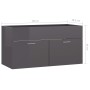 Mobile Lavabo Grigio Lucido 90x38,5x46 cm in Legno Multistrato