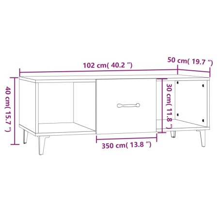 Tavolino da Salotto Grigio Sonoma 102x50x40cm Legno Multistrato