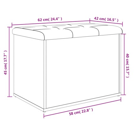 Panca Portaoggetti Grigio Sonoma 62x42x45 cm Legno Multistrato