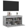 Mobile TV a Parete con Luci LED Grigio Cemento 80x30x40 cm