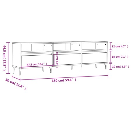 Mobile Porta TV Nero 150x30x44,5 cm in Legno Multistrato