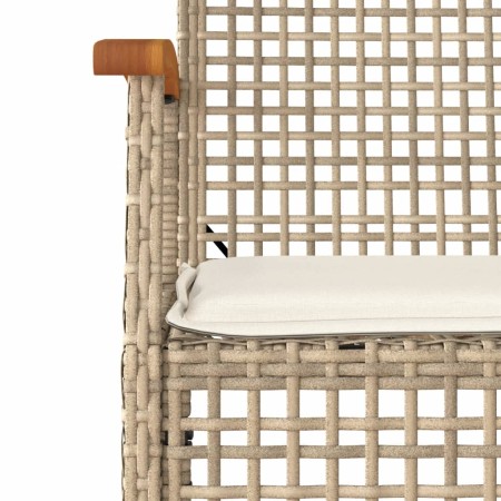 Set da Pranzo da Giardino 5 pz con Cuscini Beige in Polyrattan