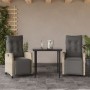 Set Pranzo da Giardino 3pz con Cuscini Grigio Chiaro Polyrattan