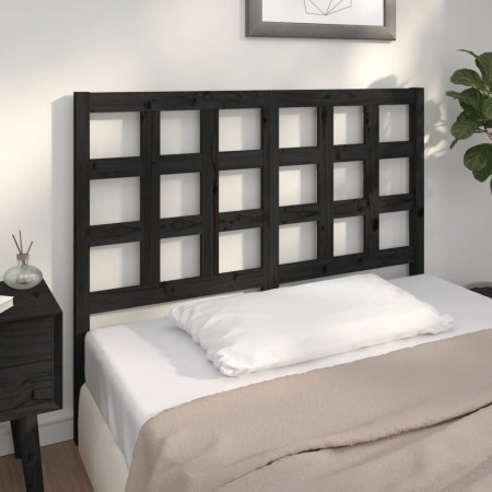 Testiera per Letto Nera 125,5x4x100cm in Legno Massello di Pino