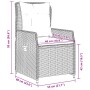 Set da Pranzo da Giardino 5 pz con Cuscini in Polyrattan Grigio