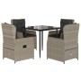 Set Pranzo da Giardino 5pz con Cuscini Grigio Chiaro Polyrattan