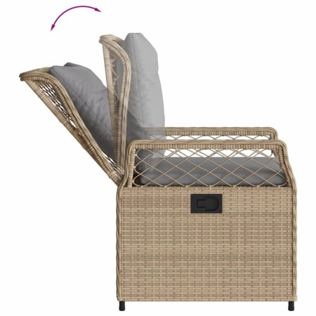 Set da Pranzo da Giardino 3 pz con Cuscini Beige in Polyrattan