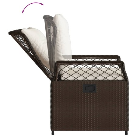 Set da Pranzo da Giardino 3pz con Cuscini in Polyrattan Marrone