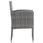 Set da Pranzo da Giardino 3 pz Nero Grigio Polyrattan e Acciaio