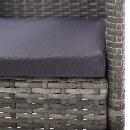 Set da Pranzo da Giardino 3 pz Nero Grigio Polyrattan e Acciaio