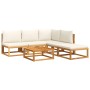 Set Divano da Giardino 6 pz con Cuscini in Massello di Acacia