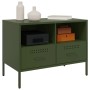 Mobili TV 2 pz Verde Oliva 68x39x50,5cm Acciaio Laminato Freddo