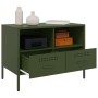 Mobili TV 2 pz Verde Oliva 68x39x50,5cm Acciaio Laminato Freddo