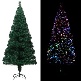 Albero di Natale con Supporto Verde 240 cm in Fibra Ottica