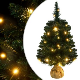 Albero di Natale Preilluminato con Palline Verde 60 cm