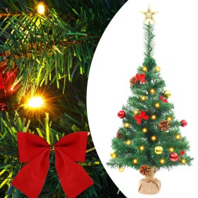 Albero di Natale Preilluminato con Palline Verde 64 cm