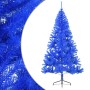 Albero di Natale Artificiale a Metà con Supporto Blu 180 cm PVC